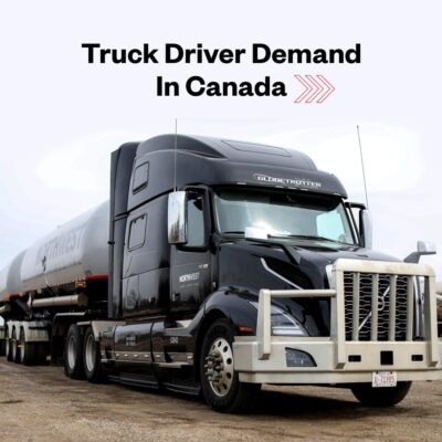 Image of a truck representing the question: Is truck driver in demand in Canada?